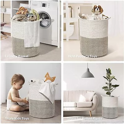 Large Blanket Storage Basket  Modern Woven Rope Organizer For Laundry & Toys • $26.99