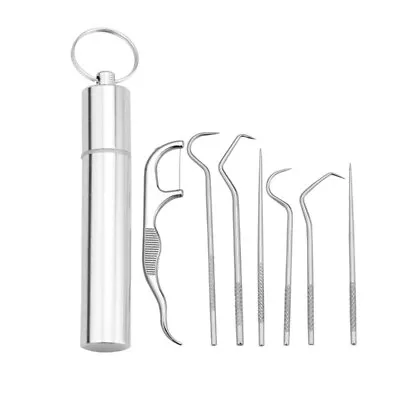 8pcs Portable Stainless Steel Metal Toothpick Bag Set Reusable With Holders BIBA • $7.34
