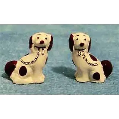 £3.99 • Buy Pair Of Miniature Staffordshire Dogs China Ornaments 1:12 Scale For Dolls House