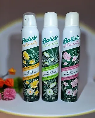 Batiste 3 Pack Dry Shampoo Naturals Chamomile Hemp Seed Bamboo Fibre  200ml Each • £14.99