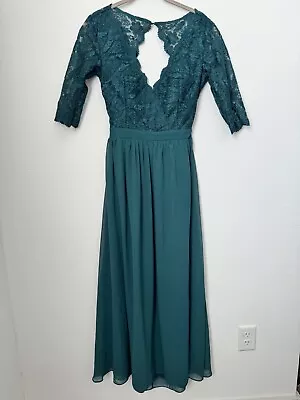 Soieblu Green Evening Prom Dress Long Lace Open Back Womens Size Small *Snag* • $24.99