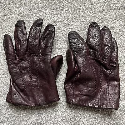 GANT Rugger Dark Brown Leather Gloves Size S/M • £24.99