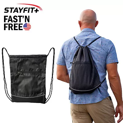 Drawstring Bag Durable Lot Gym School Outdoor Sport Travel Backpack Sack Pack • $12.99
