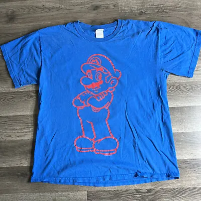 Super Mario T Shirt Mens Large 2010 Graphic Tee Nintendo Videogames Blue • $8.95