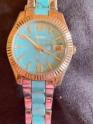 Men’s Fossil Watch With Faux Turquoise Face • $8