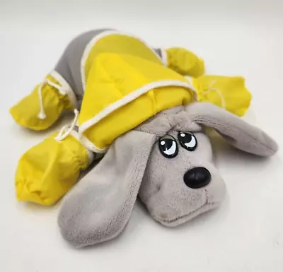 Vintage 1985 Tonka Pound Puppies Newborn Gray Puppy W/Yellow Raincoat & Boots • $12