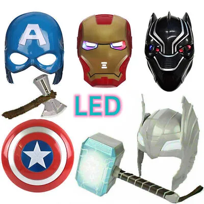 Avengers LED Glowing Sounds Thor Hammer Axe Helmet Mask Kids Cosplay Gifts Toys • $22.99