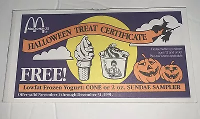 Vintage McDonalds Halloween Coupon Gift Certificate Booklet Unused 1991 • $19.94