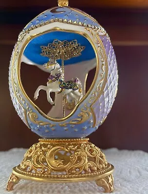 STUNNING 1996 Franklin Mint Faberge Musical Carousel Egg Swarovski 24k Plated • $69.95