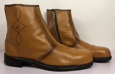 Vintage Dunlop Men’s Safety Master Steel Cap Boots Brown Embroidered Sz 8 Retro • $49