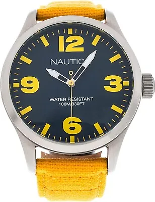 Nautica A11561G Quartz Watch With Analogue Display And Yellow Textile Strap • £119