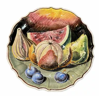 Vintage Italian Hand Painted Majolica Fruit Decorative Plate Sign 11.75” • $50