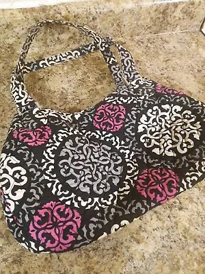 VERA BRADLEY Black White CANTERBERRY MAGENTA  Tote Bag Retired 3 Compartment  • $20