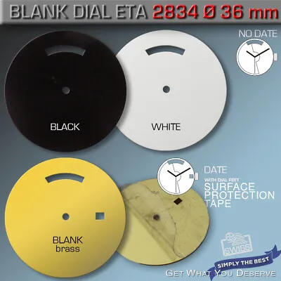 Blank Ø 36 Mm Dial Eta 2834-2 Fit Movement Automatic Black White Blank Brass • $18