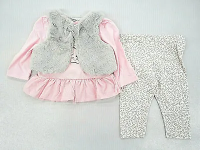 Infant Girls Vitamins Baby $32 Vest L.S. Top & Pants 3PC Set Sz 3Mth. - 9Mth. • $12