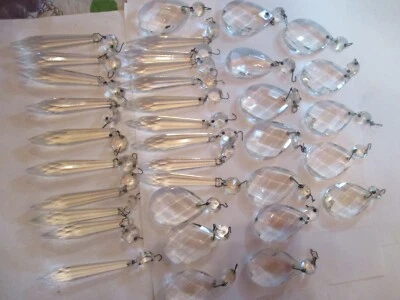 $16.99 • Buy Vintage Faceted Chandelier Parts Prisms 19  3  Spears ..17  2  Tear Drops.   