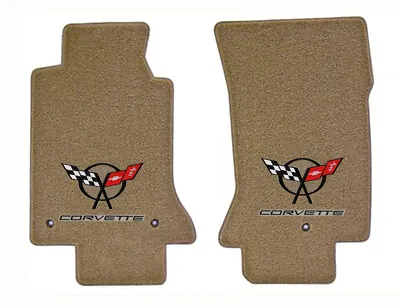 NEW! FLOOR MATS Tan 1997-2004 C5 Corvette Crossed Flags Embroidered Emblem Logo  • $160.99