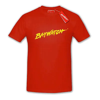 Licensed Baywatch ® Red Cotton T-shirt - Lifeguard Fancy Dress Mens Top • £14.33