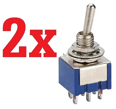 2x  6-Pin DPDT ON-OFF-ON Toggle Switch 6A 125VAC 2pcs   B24 • $8.49