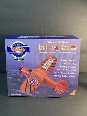 $26 • Buy NEW Gearbox Gulf Oil   1997 Metal Die Cast Airplane Stinson Reliant Bank #02503