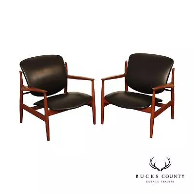 Finn Juhl  Danish Modern Pair Of FD-136 Teak Lounge Chairs • $14995