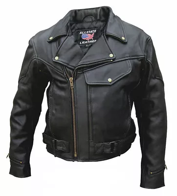 Mens Pistol Pete Split Cowhide Leather Motorcycle Jacket Concealed Carry Pockets • $126