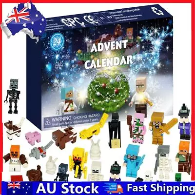 2023Christmas Advent Calendar Mine Craft Building Blocks Figures Toy Xmas 24 Day • $24.29