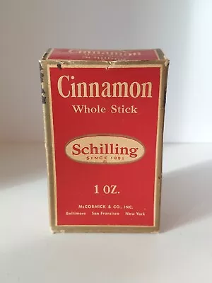 Vintage Schilling Brand Whole Stick Cinnamon Spice Box 1950s • $11