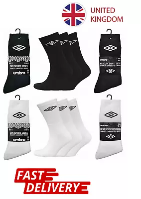 New Men's Umbro Sports Socks Cotton Black/White/Assorted Size UK 6-11 • £13.99