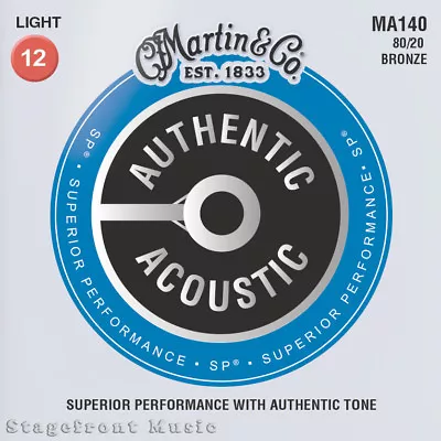Martin Ma140 Acoustic Steel Guitar Strings Light 80/20 Bronze Gauge 12-54 • $13.95