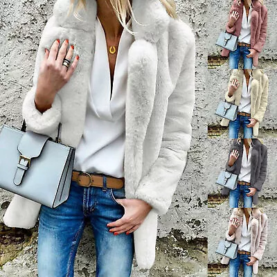 £24.35 • Buy Womens Ladies Winter Faux Fur Lapel Coat Jacket Thick Warm Long Outwear Overcoat