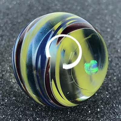 1.08” Handmade Art Glass Boro Marble Swirls Speckles & Encased Opal Contemporary • $25.99