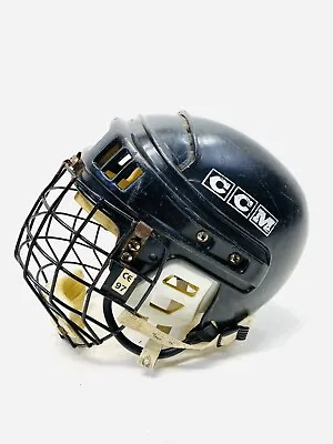 Vintage CCM Ice Hockey Helmet HT2 - Black - Medium With Cage • $63.26