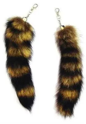 12 JUMBO RACCOON TAIL KEY CHAIN Rendezvous Animal Fur Racoons Tails New Keychain • $35.93