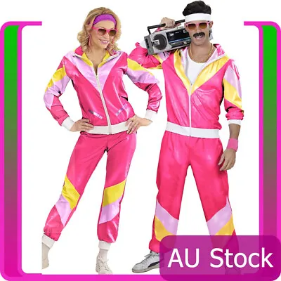 Couples Pink 80s Shell Suit Tracksuit Costume Height Of Fashion Retro Disco  • $76.99