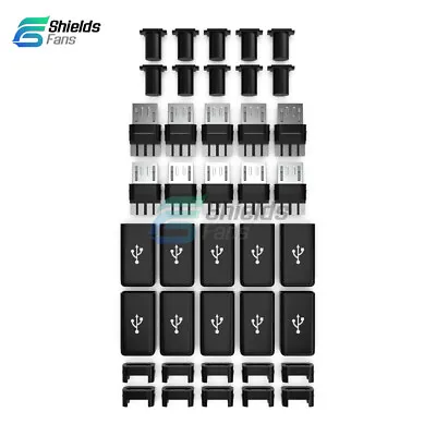 10PCS DIY Micro USB Male Plug Connectors Kit W/ Covers Black • $2.74