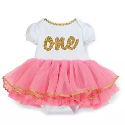 Mud Pie Baby Girls One Birthday Tutu Crawler • $33