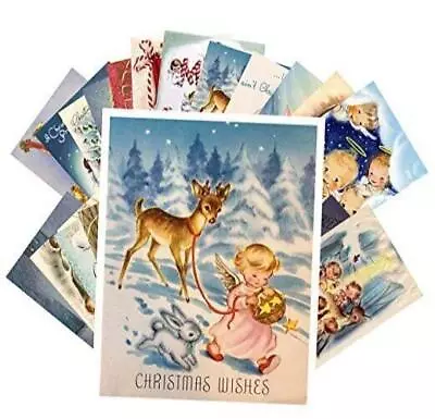 Pixiluv Vintage Christmas Greeting Cards 24pcs Little Angels Christmas Black • $16.79