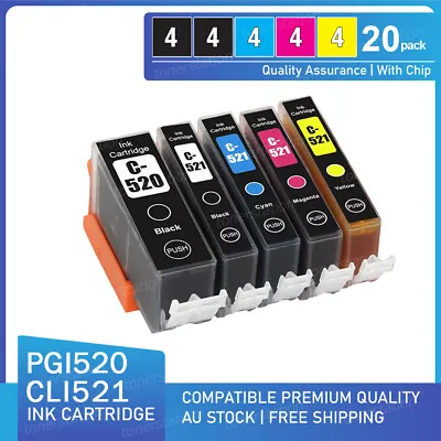 $33.90 • Buy 20 Ink Cartridges PGI520 CLI521 For Canon MP640 MX870 MP980 MP540 MP620 Printer