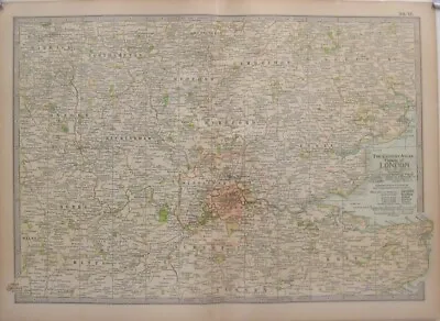 Original 1902 Map VICINITY OF LONDON England Oxford Cambridge Suffolk Railroads • $14.99