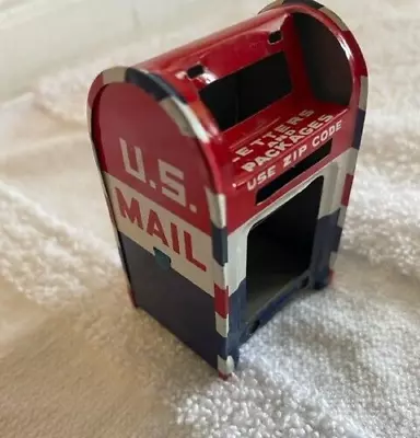 Vintage Miniature US Mail Box Red And Blue Metal Coin Bank - See Photos • $3.99
