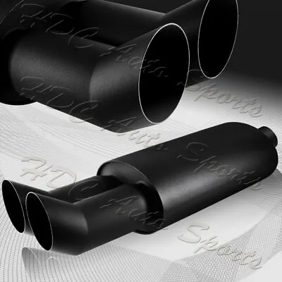 3  DTM Style Dual Tip Black T-304 Weld-on Exhaust Muffler 2.5  Inlet Universal • $52.99