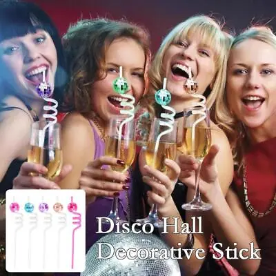 16Pcs Mirror Disco Ball Straws 70s Disco Party Decoration For Wedding • £6.22