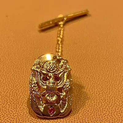 Gold Tone Metal Pendant Necklace Shield Coat Of Arms Eagle Tie Tack B1-1 • $15