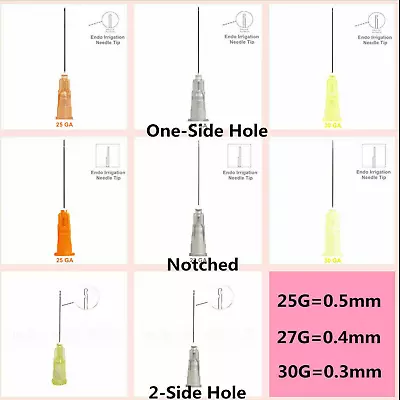 Dental Disposable Endo Irrigation Syringe Needle Tips 25G/27G/30G GA Side Vent • $11.75
