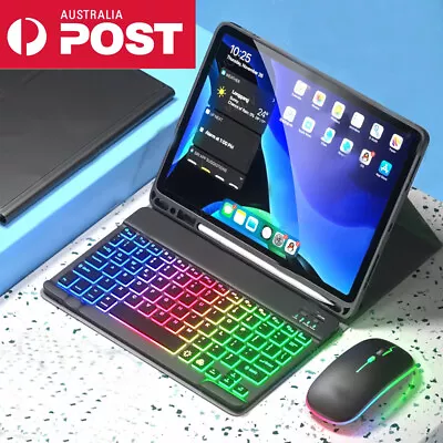 $29.89 • Buy Smart Case With Rainbow Backlit Keyboard Mouse For IPad 5/6/7/8/9th Air 4 Pro 11