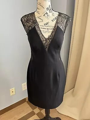 Aidan Mattox Black Cocktail Lace Dress Size US 8 • $49