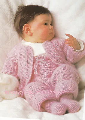 Knitting Pattern To MAKE Baby's 3 Piece Set Easy Garter Stitch & Cables 18-20 DK • £1.99
