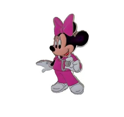 Disney Pin Minnie Mouse Nurse Holding Stethoscope In Pink Scrubs 1 Pin As Shown • $10