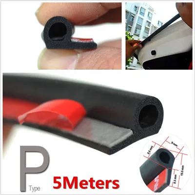 £14.39 • Buy DIY Black 5M Small P Type Door Seal Strip Soundproofing  Noise Insulation Rubber